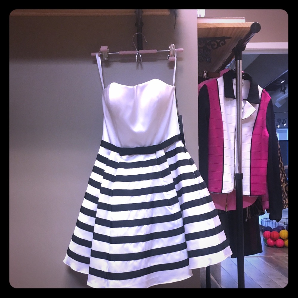 NWT Designer formal black n white dress